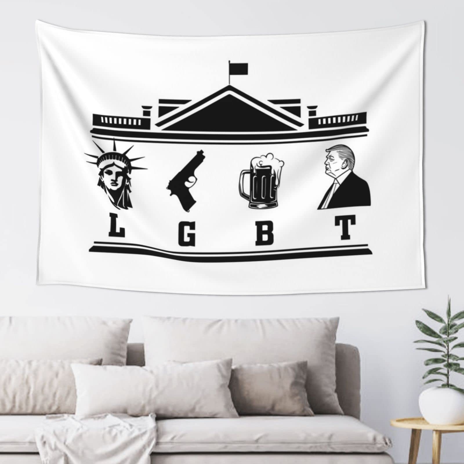 Dsocuiubos Man Cave Bar Banger-LGBT-Liberty Guns Beer Tapestry Tapestry for Walls Funny Bar Decor (Size : 100X150CM)