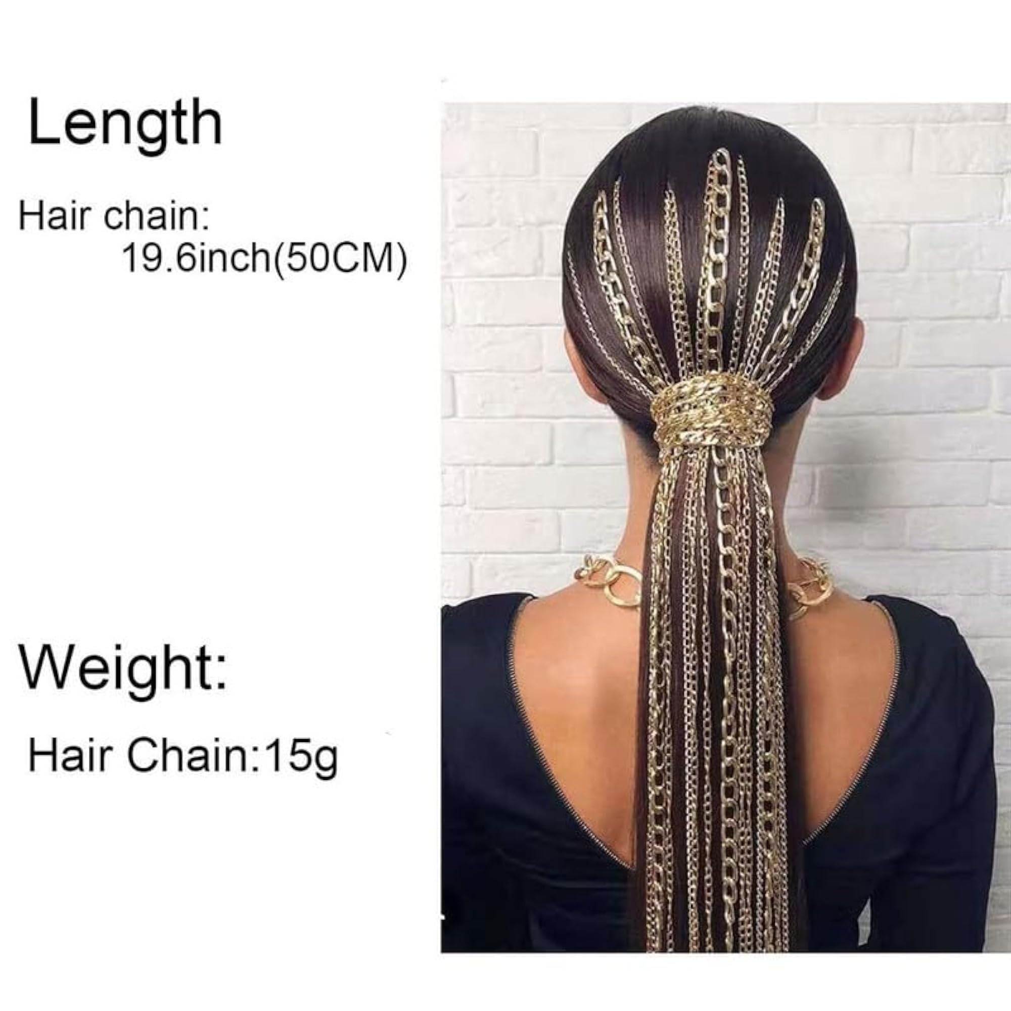 6PCS Premium Dreadlocks Metal Tassel Ponytail Hair Chain