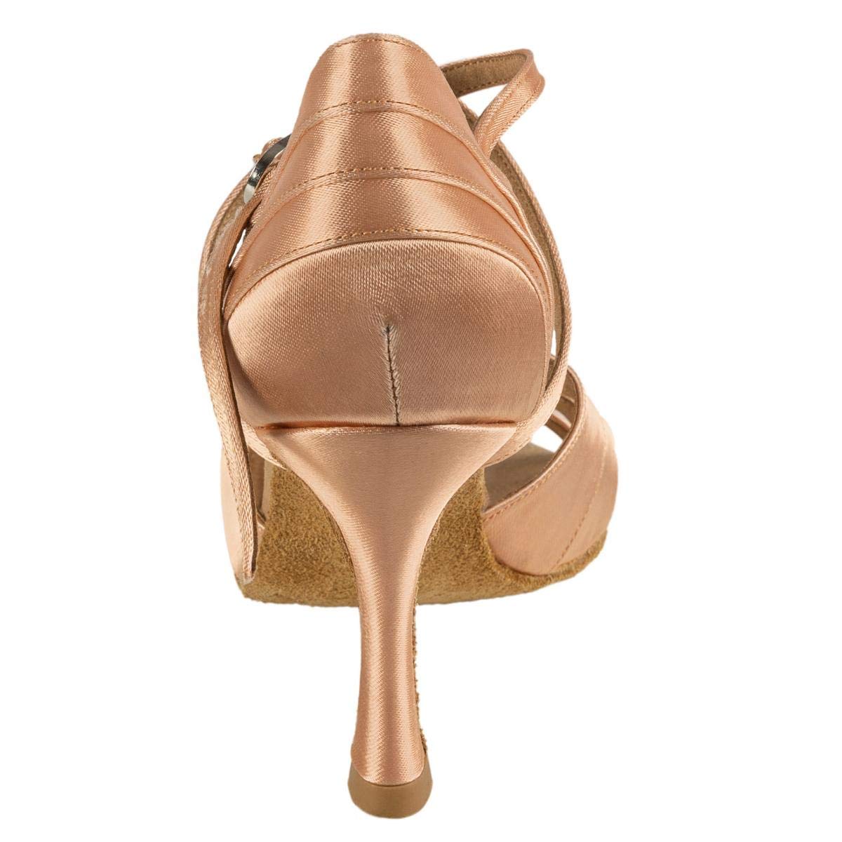 Rummos Damen Latein Tanzschuhe Elite Paris 048 - Satin Dark Tan - Medium (Normal) - 60R Flare - Made in Portugal