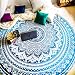 Folkulture Majestic Blue Round Mandala Tapestry or Hippie Indian Beach Blanket or Bohemian Large Yoga Mat for Meditation, Boho Gypsy Cotton Tablecloth or Mandala Beach Towel - 72 Inches, Blue