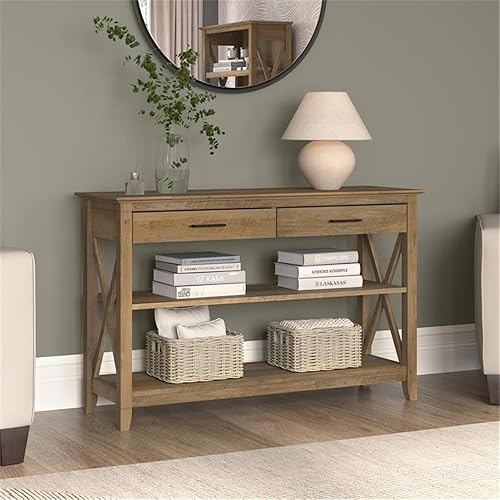 Miniatura 2 de Bush Furniture Key West Console Table with Drawers and Shelves in Reclaimed Pine, Living Room Storage Solution with Shelving for Media and Books