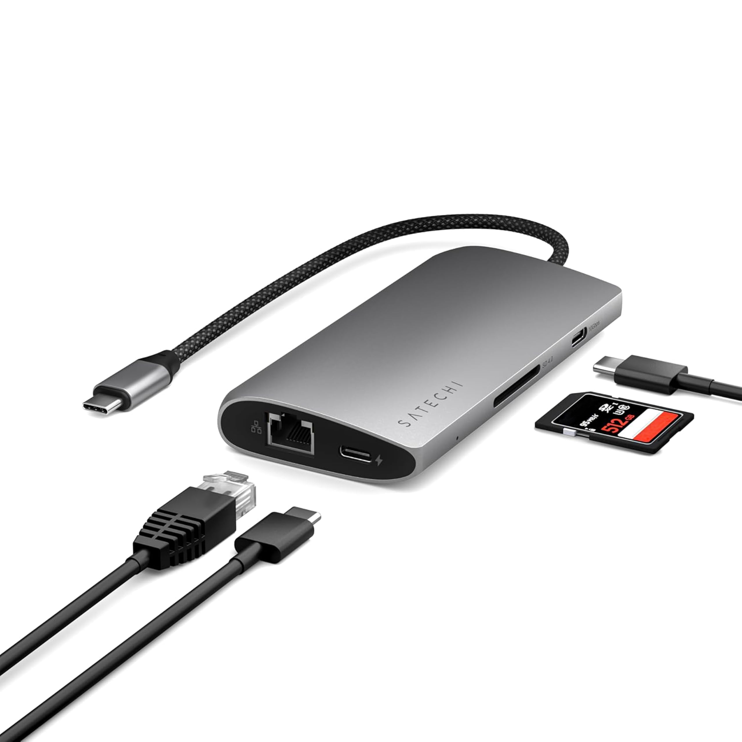 Satechi USB C Hub Multiport Adapter V3, 8 in 1 USB C Dongle with 8K HDMI, 85W USB C PD Charging, 4 USB C Data Ports, Ethernet, SD Card Reader for Mac, Windows - Space Gray-image-45