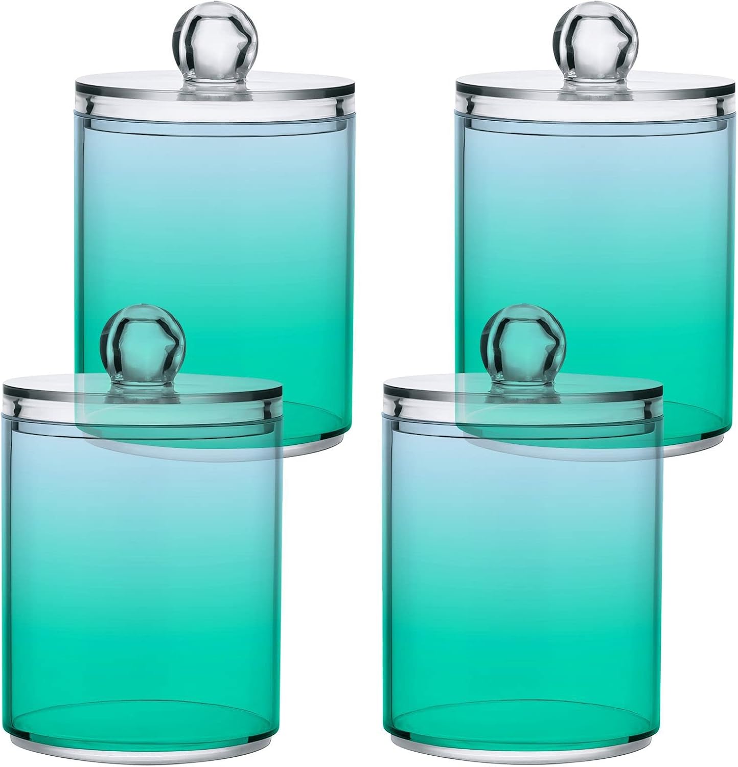 Teal Green Light Blue Qtip Dispenser Apothecary Jars