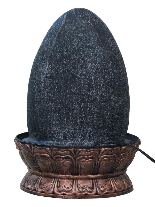 Image of Golden and Grey Polyresin Tabletop Lord Shiva Showing Mudra 3 Step Indoor Water Fountain for Home Decor with Multicolour LED Light & Control Pump (Size: 27 x 27 x 39CM | Wt: 2140Gram)