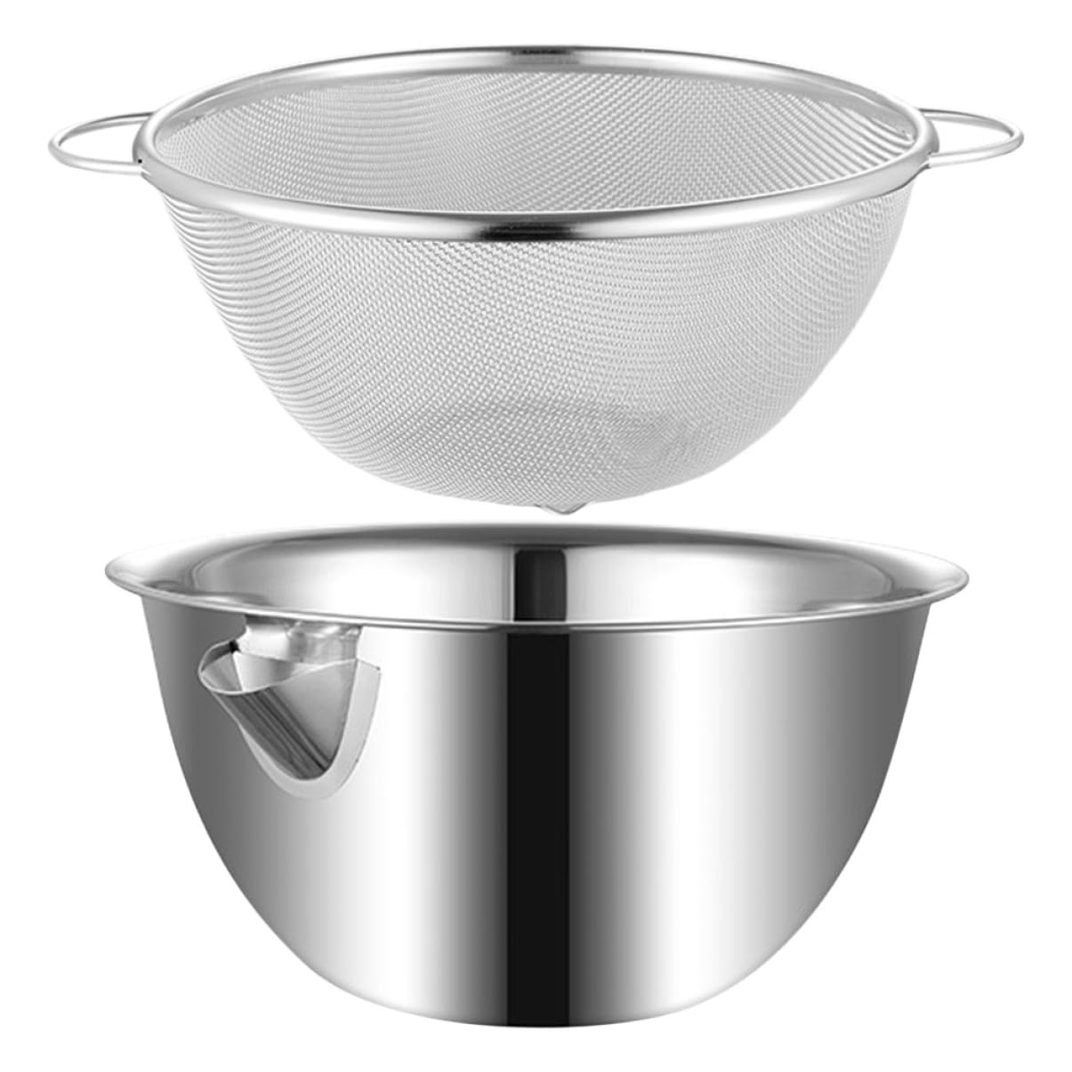 Colador de Arroz de Acero Inoxidable, 1 Juego, Plata | Lavado de Verduras y Limpieza de Fruta, Función de Drenaje Integrada, Diseño Multipropósito y Ahorro de Espacio