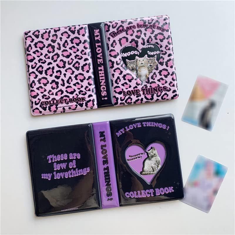 Miniatura 6 de Mini álbum de fotos Kpop de 3 pulgadas, 80 bolsillos, organizador de tarjetas fotográficas, portátil, morado, hueco, colección de tarjetas, soportes