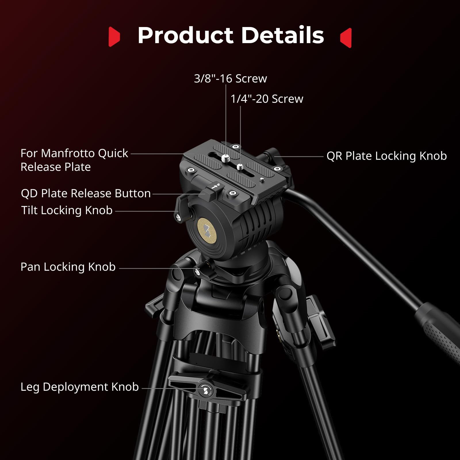 SMALLRIG Statyw wideo FreeSpeed ​​Heavy Duty, 75" z głowicą 360° Fluid do płytki MFT, z szybkim rozkładaniem jednym pokrętłem, z czaszą 75 mm, o udźwigu do 8 kg, do lustrzanek - FSD14