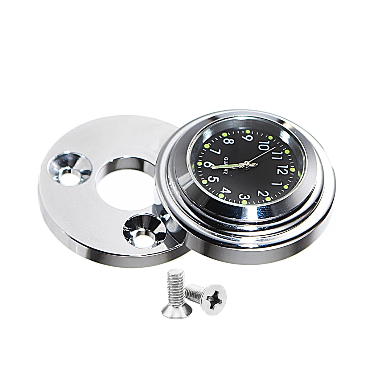 Chrome Fork Lock Clock Cover Waterproof Black Dial for Harley Touring Road King