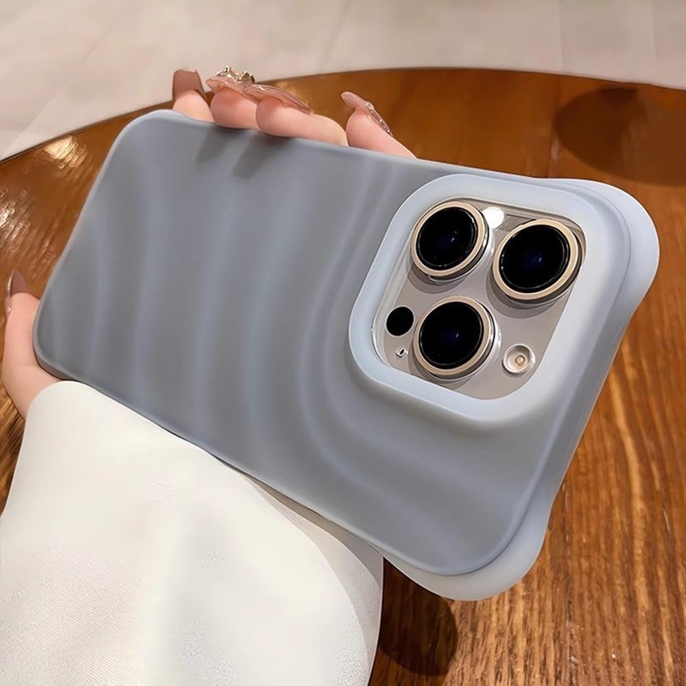 Wstrząsoodporne etui z miękkiego silikonu Ripple Jelly do iPhone'a 14 13 15 16 Pro Max, matowe, pogrubione, z powłoką ochronną zderzaka, szare, do iPhone'a 15 Pro