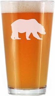 Bear Pint Glass for Beer - Cabin Themed Gifts or Rustic Decor for Men and Women - Fun Drinking or Party Glasses - 16 oz