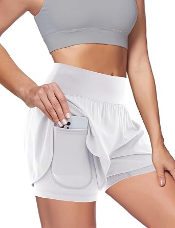 Amazon.com: Relaude Fitness - Pantalones cortos de running 2 en 1 para mujer,  L, Blanco : Deportes y Actividades al Aire Libre