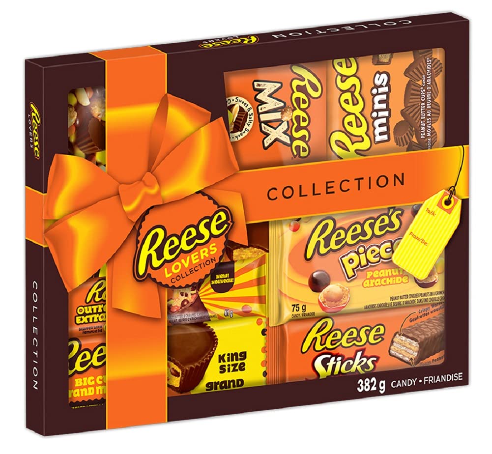 REESE'S Lovers Chocolate Peanut Butter Assorted Candy Gift Box, Bulk Candy to Share (7 Assorted Candies)