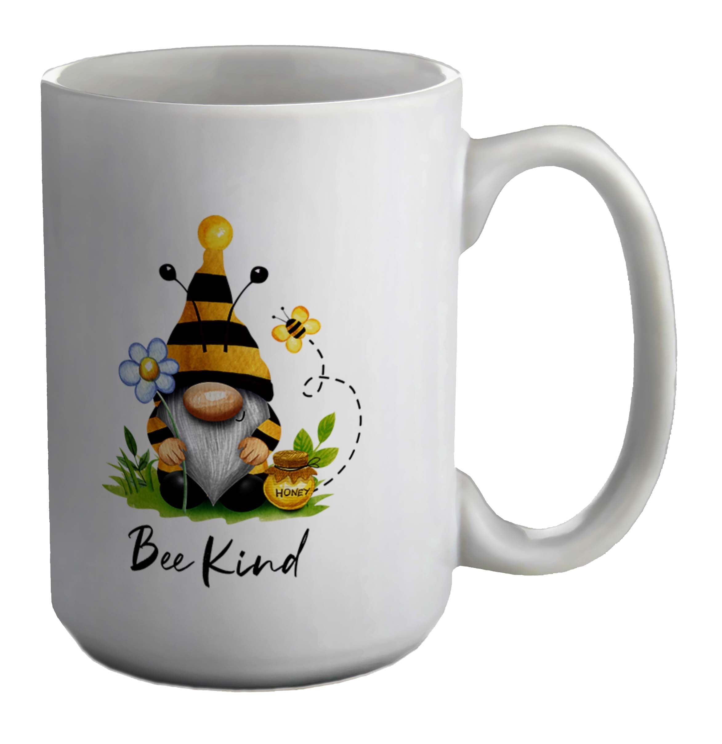 Bee Kind Mug Garden Gonk Gnome Bumblebee White 15oz Large Gift Ceramic Cup