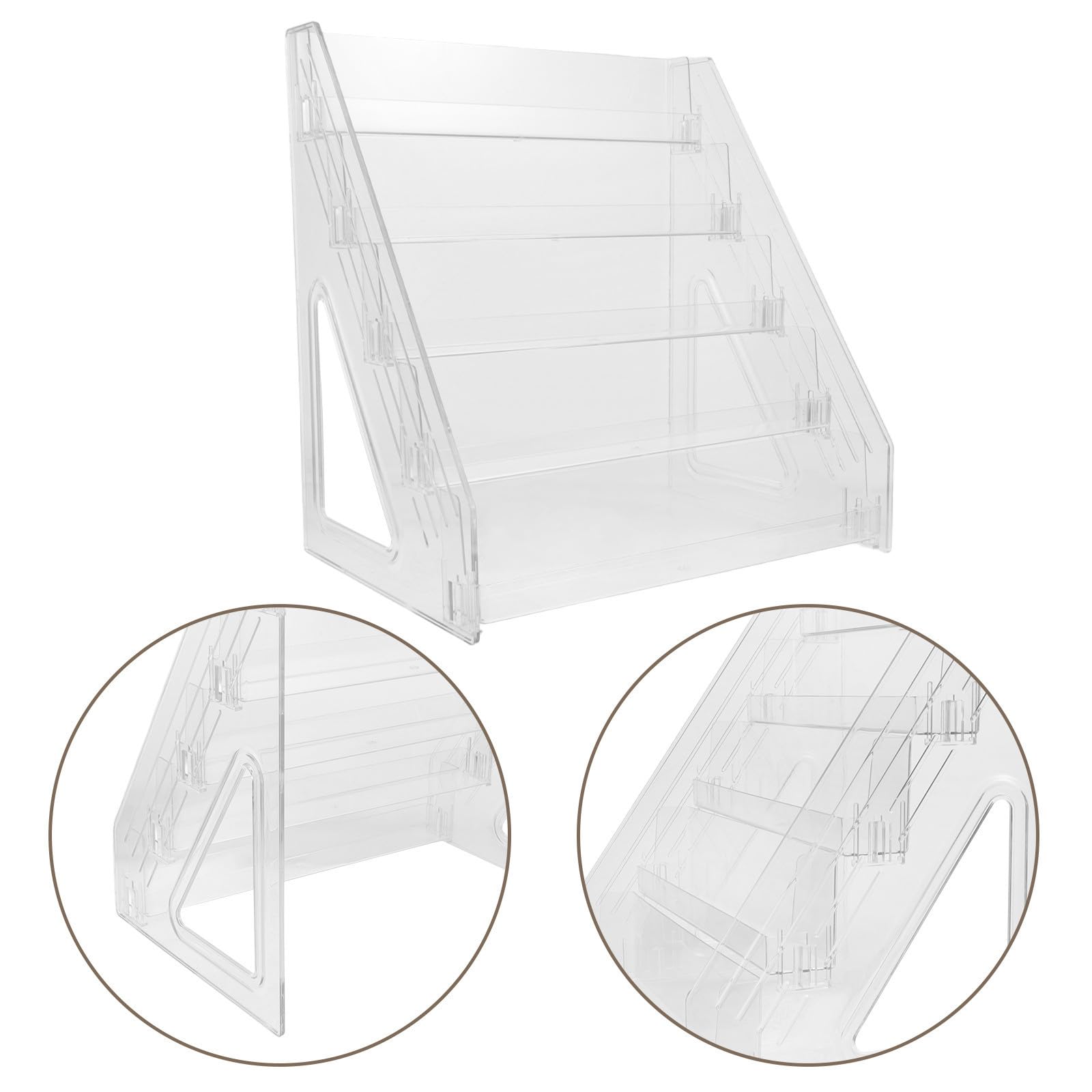 VALICLUD Soporte de Cartas de Mesa de Acrílico Transparente 5 Niveles para Organización Escalonada y Mantenimiento sin Esfuerzo en Espacios de Hogar y Comercio