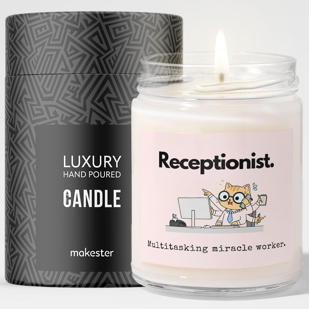 Receptionist Gifts - Luxury Soy Wax Candle - Vanilla, Jasmine, Sugared Almond - Makester โ image 1