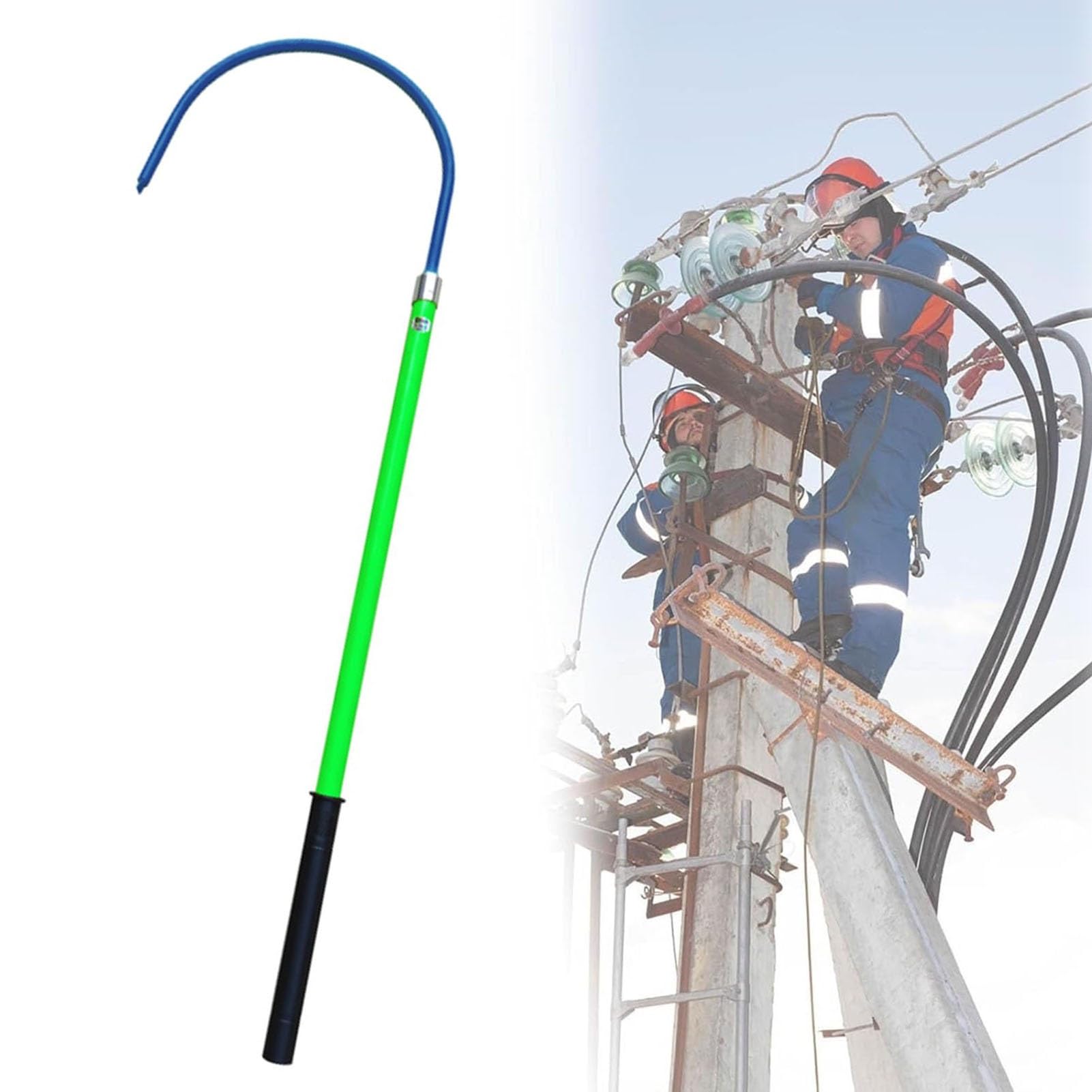 High Voltage Insulated Rescue Hook, Non-Conductive Body Pull Stick, Electrical Safety Tool Insulated Rescue Hook, 10kv 35kv 110kv 220kv Insulated