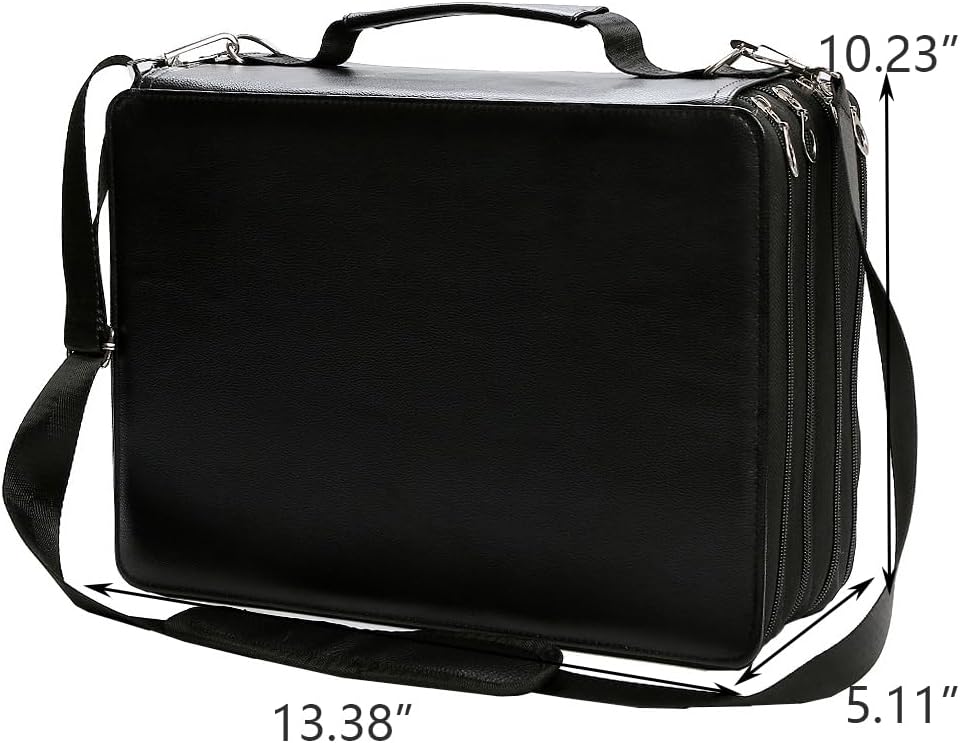 New 224 Slots Marker Case Lipstick Organizer-PU Leather Markers Holder Marker Organize for Markers and Sketch Markers (Black, 224 Slots)