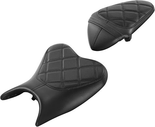 Miniatura 13 de TCT-MOTORPARTS Cojín de asiento de conductor y pasajero para Kawasaki Ninja 400 2018-2024 Z400 2019-2024 (negro #5)