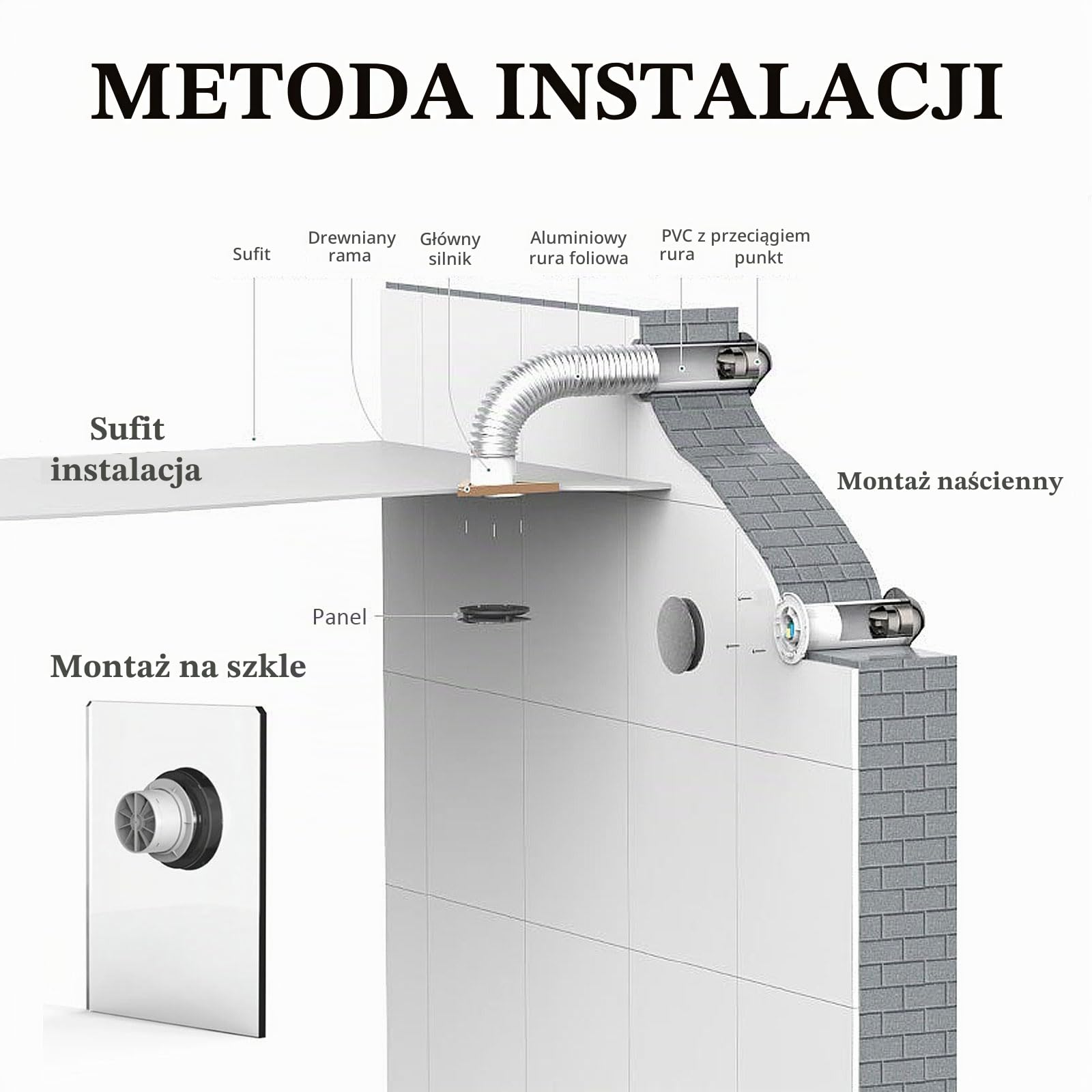 Tefola Wentylator 99 mm, do łazienki, cichy, aluminiowy, srebrny, do gospodarstwa domowego, do wentylacji i oczyszczania powietrza
