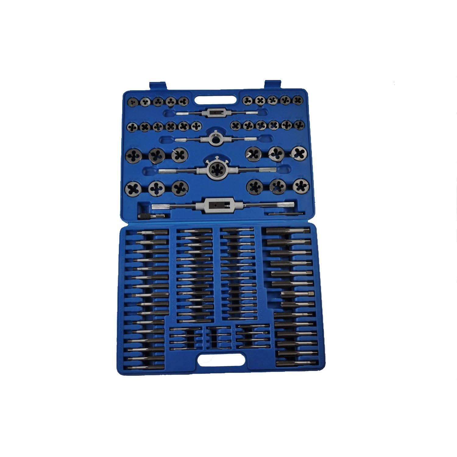TSX TOOL Set Maschi e Filiere Metrici 110 Pezzi M2-M18 Acciaio Trattato con Cassetta Portautensili
