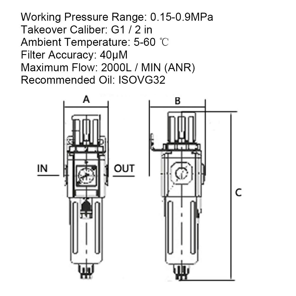 NANPU NW4000 04 G1 Regulador de filtro de aire comprimido de grado industrial de 2 pulgadas Separador de agua y aceite con núcleo de filtro de PE de alta precisión Caudal m