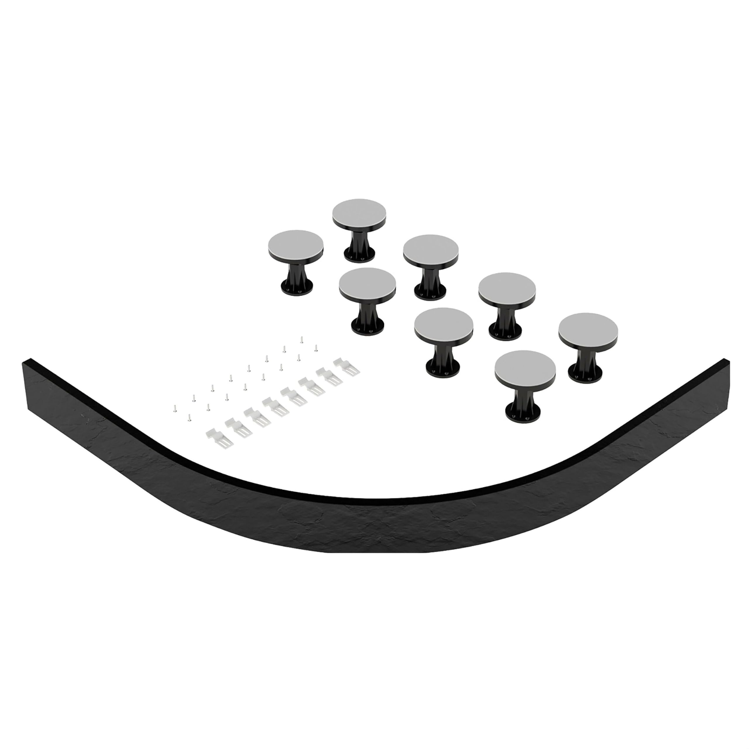 Balterley Shower Tray Riser Kit, Curve Grey Panel, 8 Pack of Legs, Clips & Screws, Leg Set & Plinth Kit for 1000mm to 1200mm Quadrant & Offset Quadrant Trays - 1200 x 1000mm (Slate Grey)