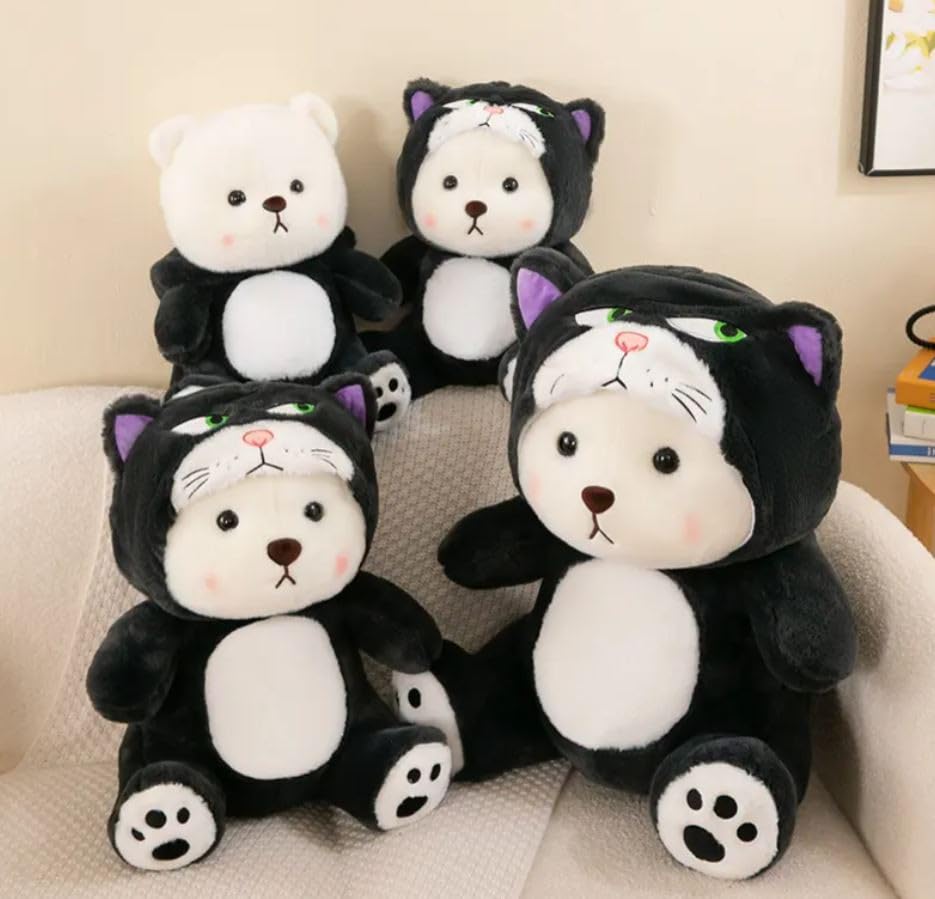 Image of Storescent Half Hooded Angry Cat Bear Plush Cartoon Kawaii Cat Plush Cat Stuffed Animal Birthday Gift for Girls & Boys 50cm