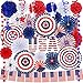 Supla 43 Pack Patriotic Decorations 4th of July Red White Blue Decorations American Flag Banner Hanging Paper Fans Star Garland Gold Glitter Dots Garland Streamers for Independence Day Memorial Day USA Party Decoration