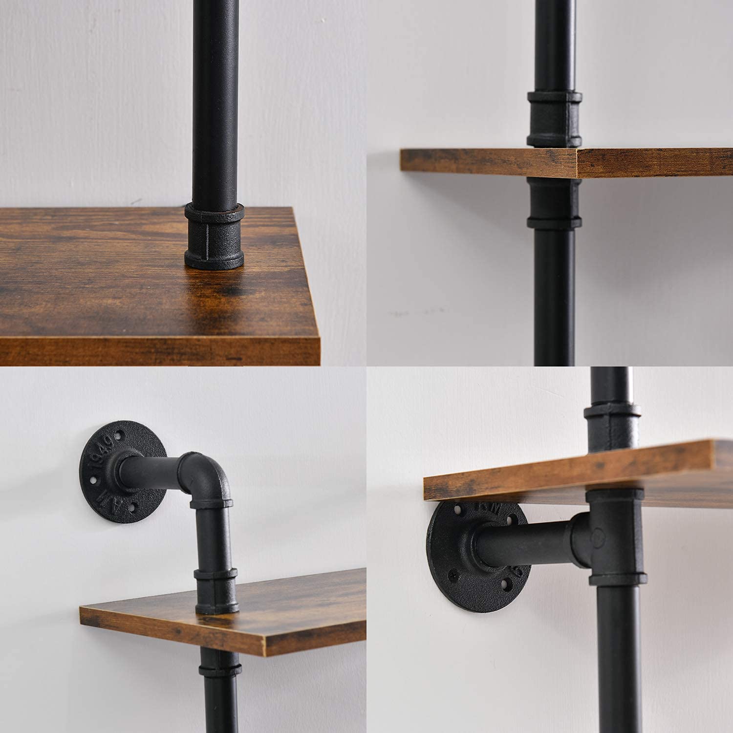 Buy Industrial Pipe Shelf Rustic Wood Wall Shelf Ladder Bookshelf Wall