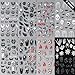 8 Sheets Halloween Nail Art Stickers - Goth Ghost, Skeleton Skull Spider Nail Decals - 3D, 5D Black Wing Nail Supplies - DIY French Manicure