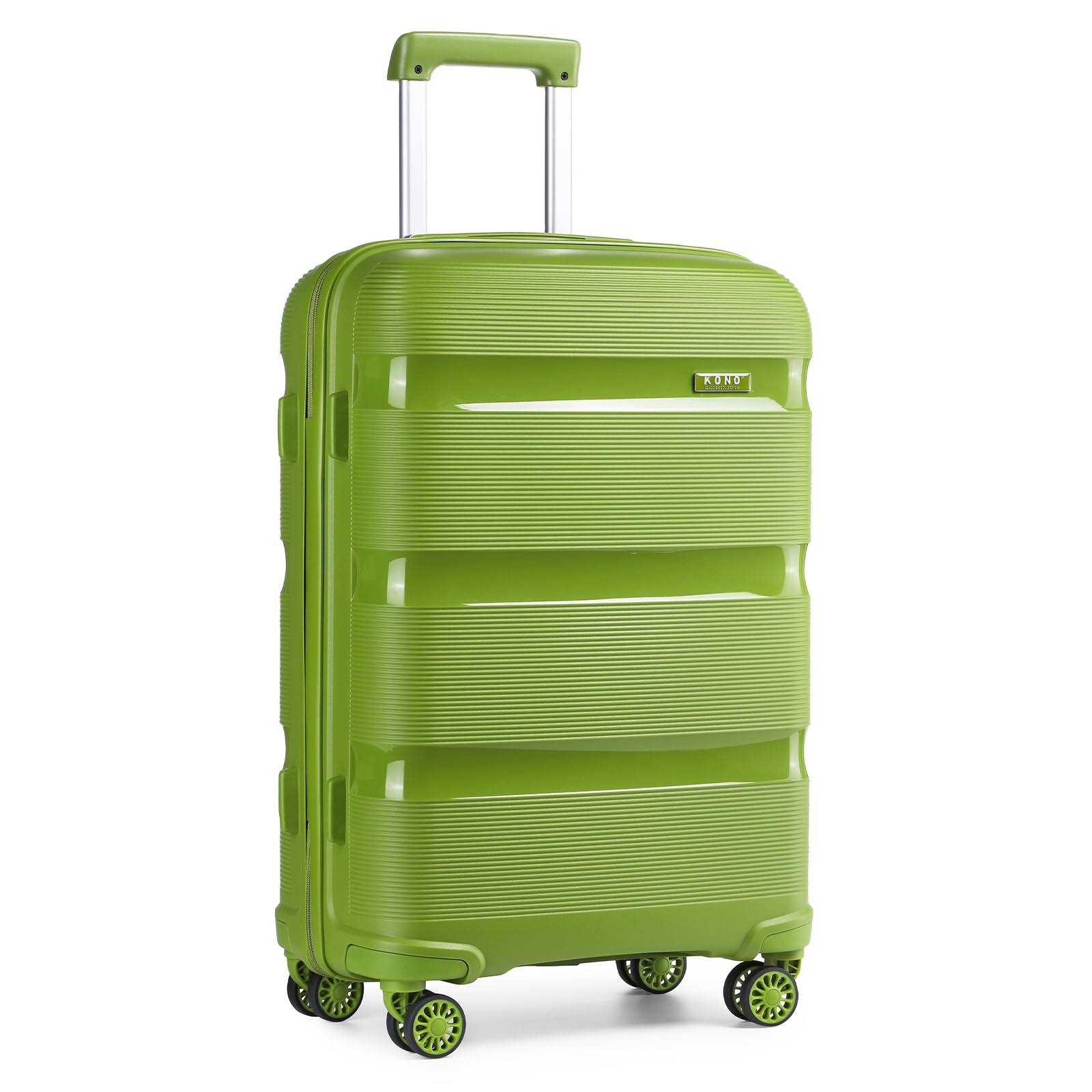 KONO Valigia Trolley Media 65cm Rigida e Leggera in Polipropilene Valige da Viaggio con 4 Ruote e TSA Lucchetto, Verde