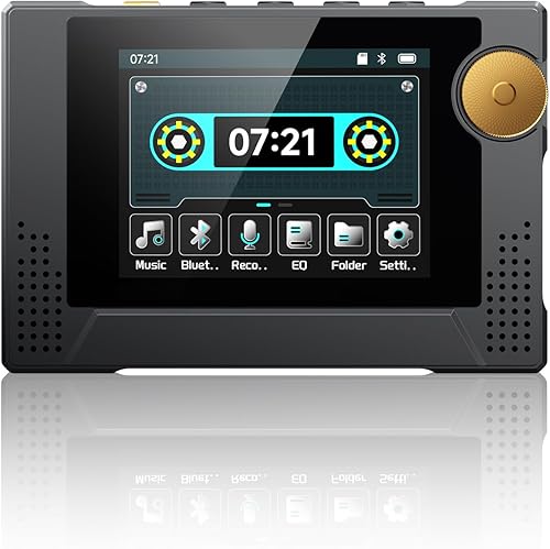 Reproductor MP3 de 64 GB con Bluetooth 5.3, altavoz HD, radios FM de banda de frecuencia favorita, reproductor de música MP4 portátil de 50 horas de