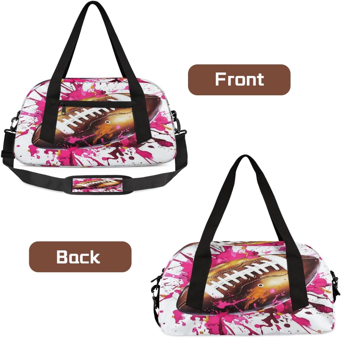 Kids Travel Duffle Bag Weekender Overnight Bag Gym Tote for Boy Girls Carry On Workout Duffel Bag(Golden Football)