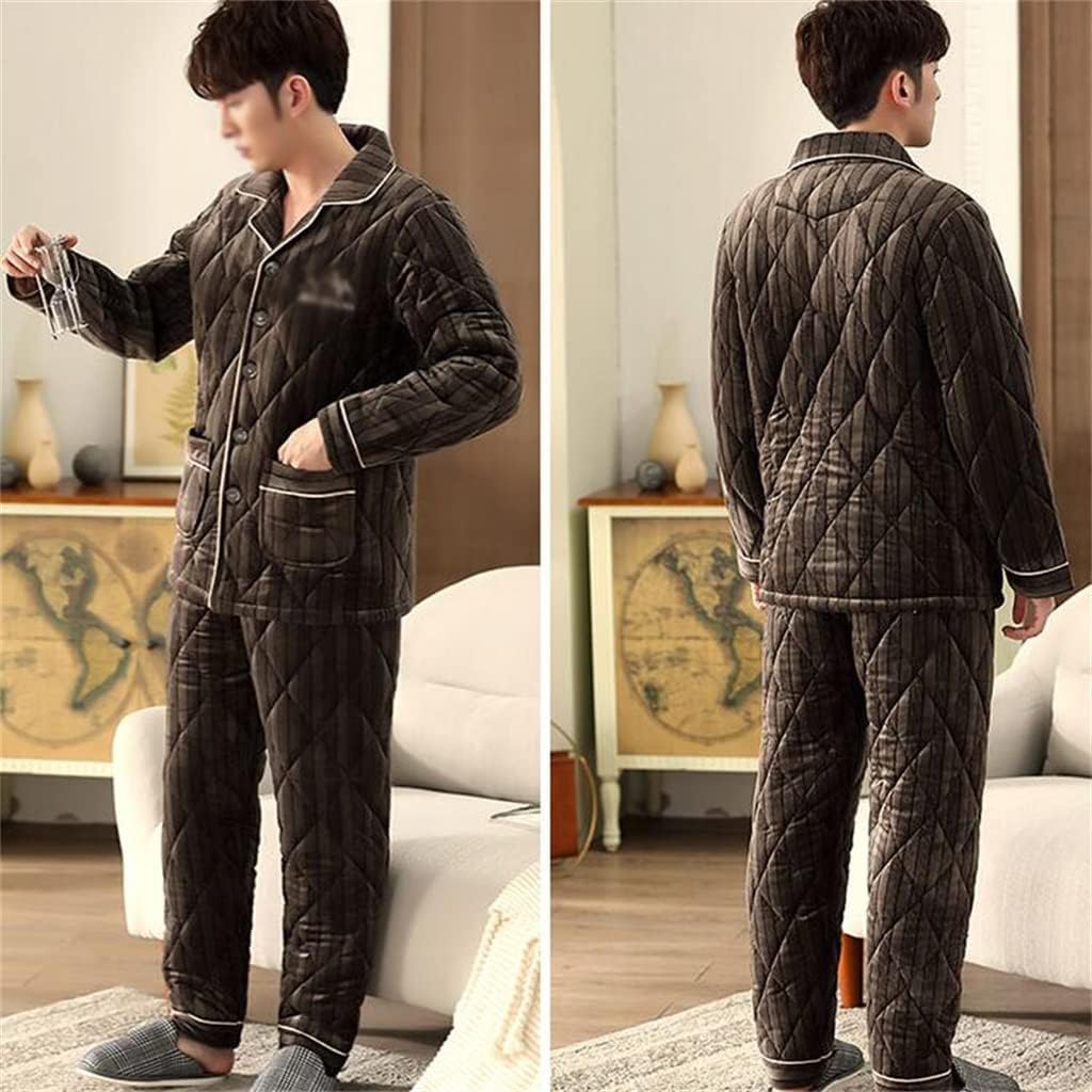 Quilted Homewear Casual Men's Pajamas Winter Thick Cotton Suit