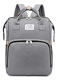 Mochila Maternidade Multifuncional 3x1 Cinza, Trocador, 9 compartimentos, Poliéster e impermeável, Mummy Bag Moderna