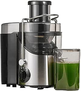 Juicer Extractor 400W Machines, 3" Feed Chute Juice Centrifugal for Whole Fruit and Vegetables, BPA Free, 3 Speeds Stainless Steel Juice Maker, Detachable, Easy to Clean (Brush Included)