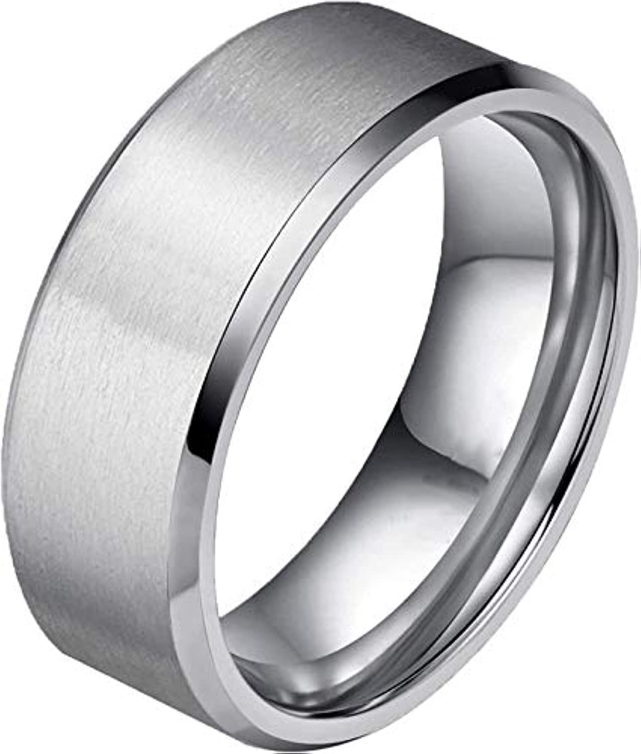 Men's matte black titanium stainless steel classic simple ring wedding ring (US size) (8.9.10.11) (Silver, 9)