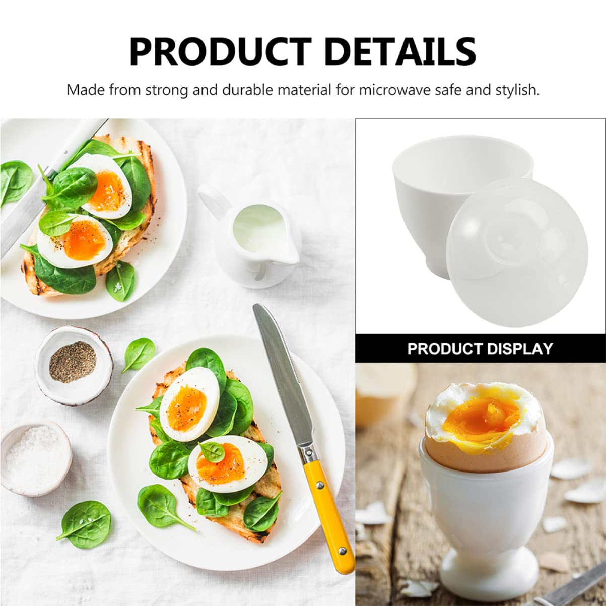 OKUMEYR 10Pcs Microwave Egg Cups Egg Holders for Poaching Stylish White Steamed Egg Molds for Home Restaurant and Dessert Shops