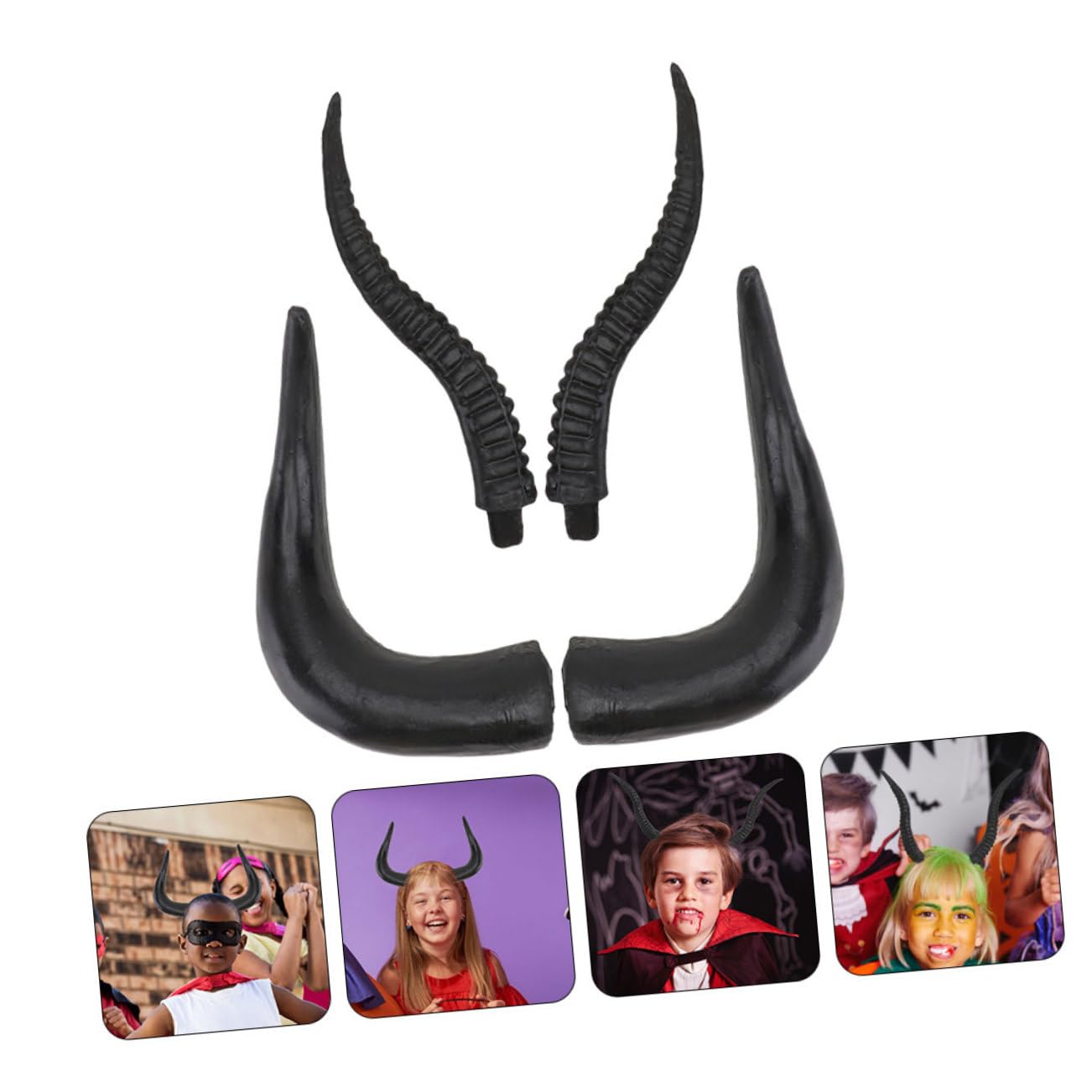 Healvian 8 Paare Imitation Antelope Horns für Halloween Diy Stirnband Zubehör Kunstleder Bullhörner Kostüm Requisiten für Cosplay Partys und Dekoration