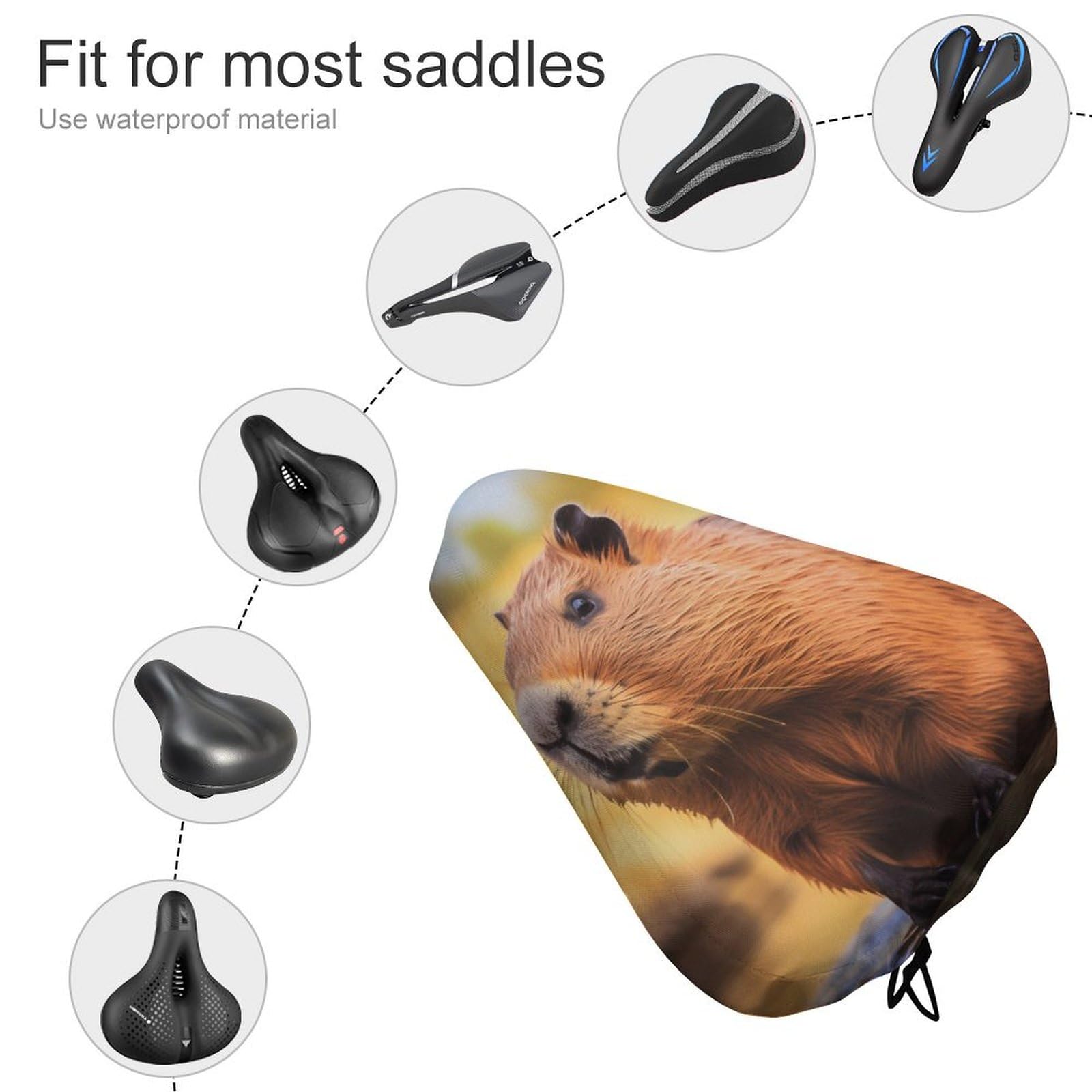 Cute Capybara Bike Seat Cover Protettiva Bicicletta Sella Copertura per Bicicletta