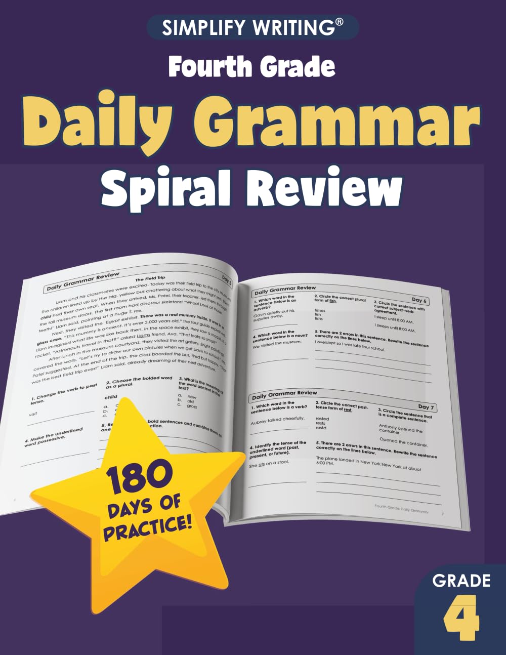 4th Grade Daily Grammar Practice and Spiral Review (Writing Skills Workbooks For Home Educators and Classroom Teachers)