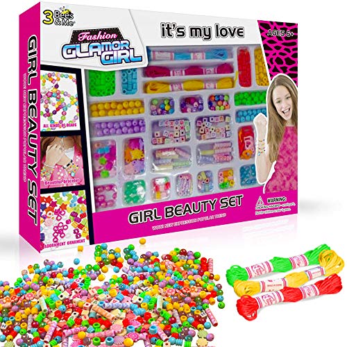 3 Bees & Me Complete Bracelet Making Kit for Girls - Bead Jewelry Making Kit for 6 7 8 9 Years Old