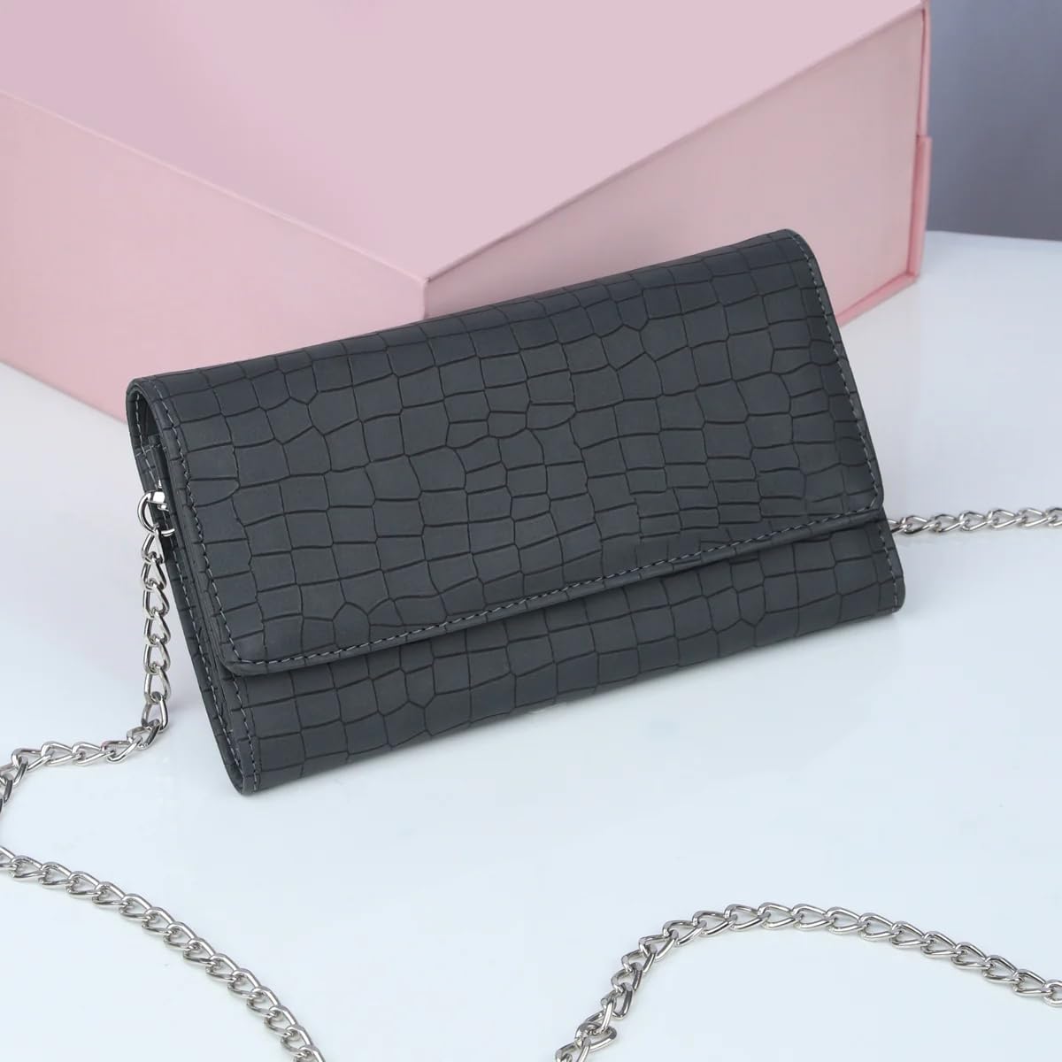 The Wallet Store Croco Design Sling Bag - Grey