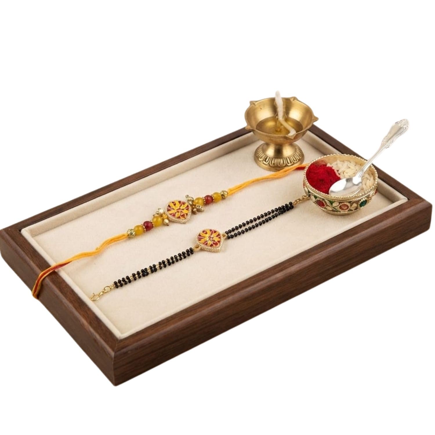 Elegant Floral Motif Rakhi with Matching Bracelet Premium Gift Combo-image-28