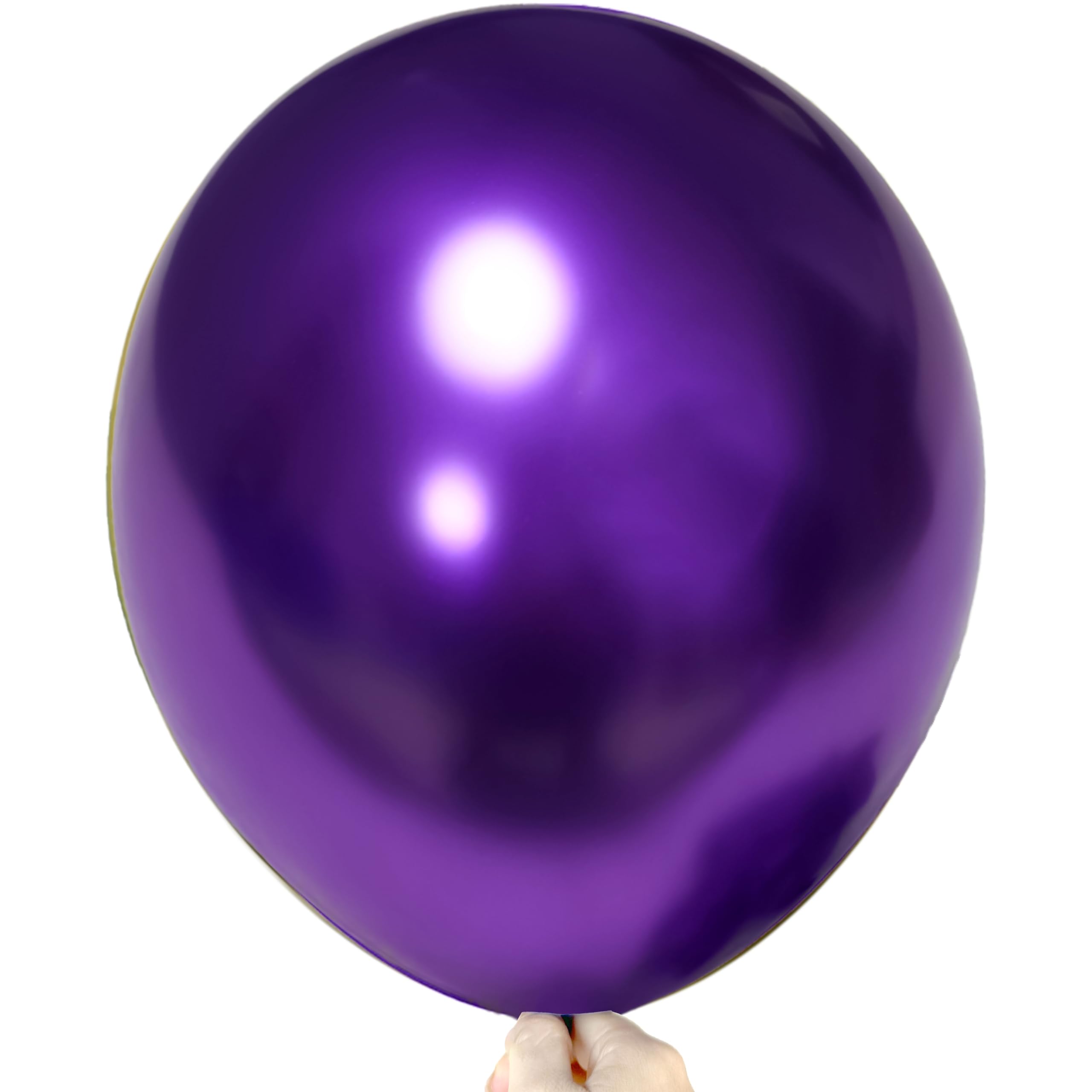 Firomi Metallic Chrome Purple Balloons 18-inch 12 Pack (with 1 Ribbon)