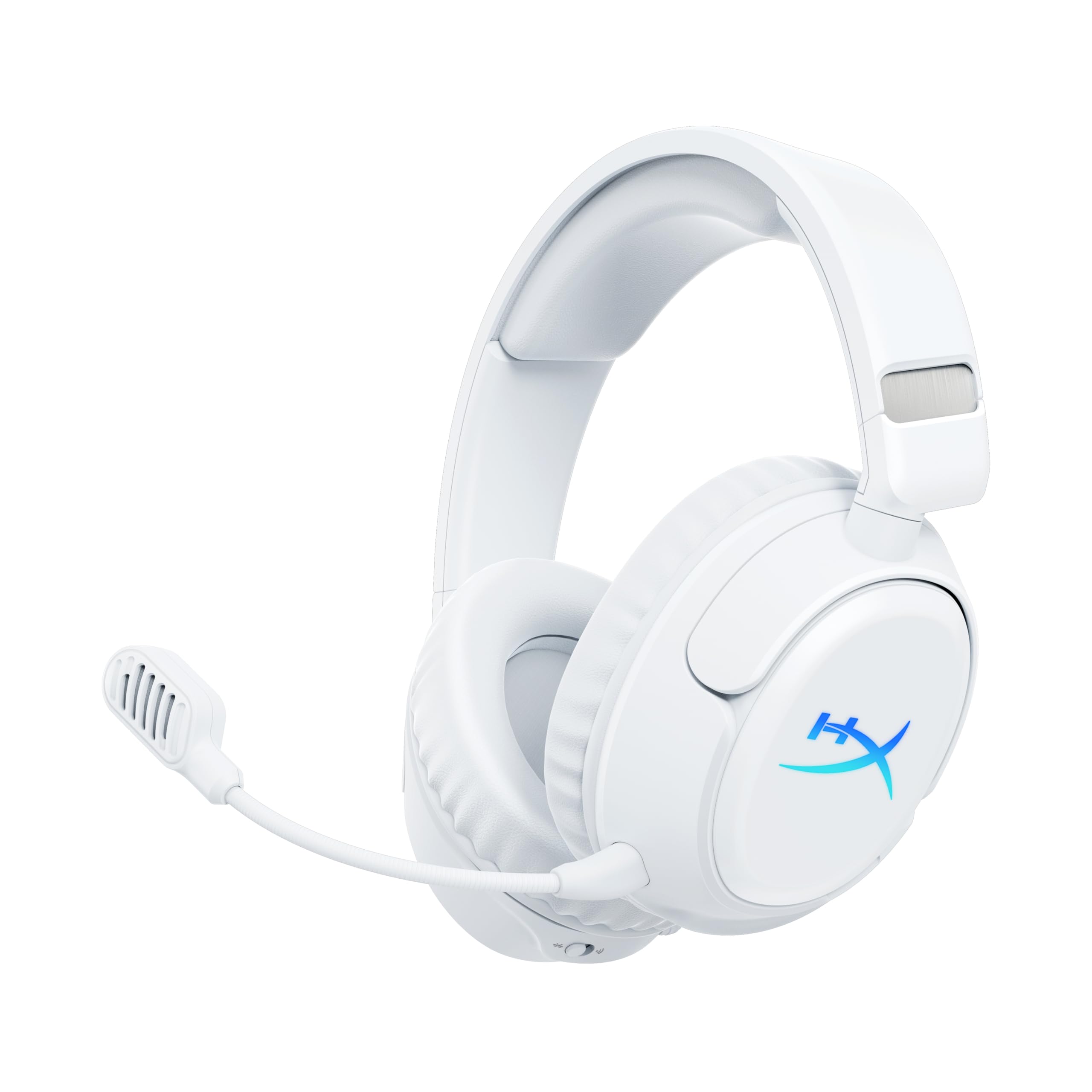 HyperX Cloud Flight 2 Casque de Gaming sans Fil, lumières RVB Personnalisables, Batterie 100 Heures, Dual Wireless 2,4 GHz et Bluetooth, Instant Pair, PC/PS/Switch/Mobile, Blanc