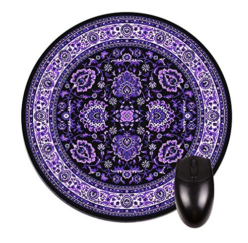 005 Rug Print-Purple-Round Mousepad-Great Office Accessory and Gift!