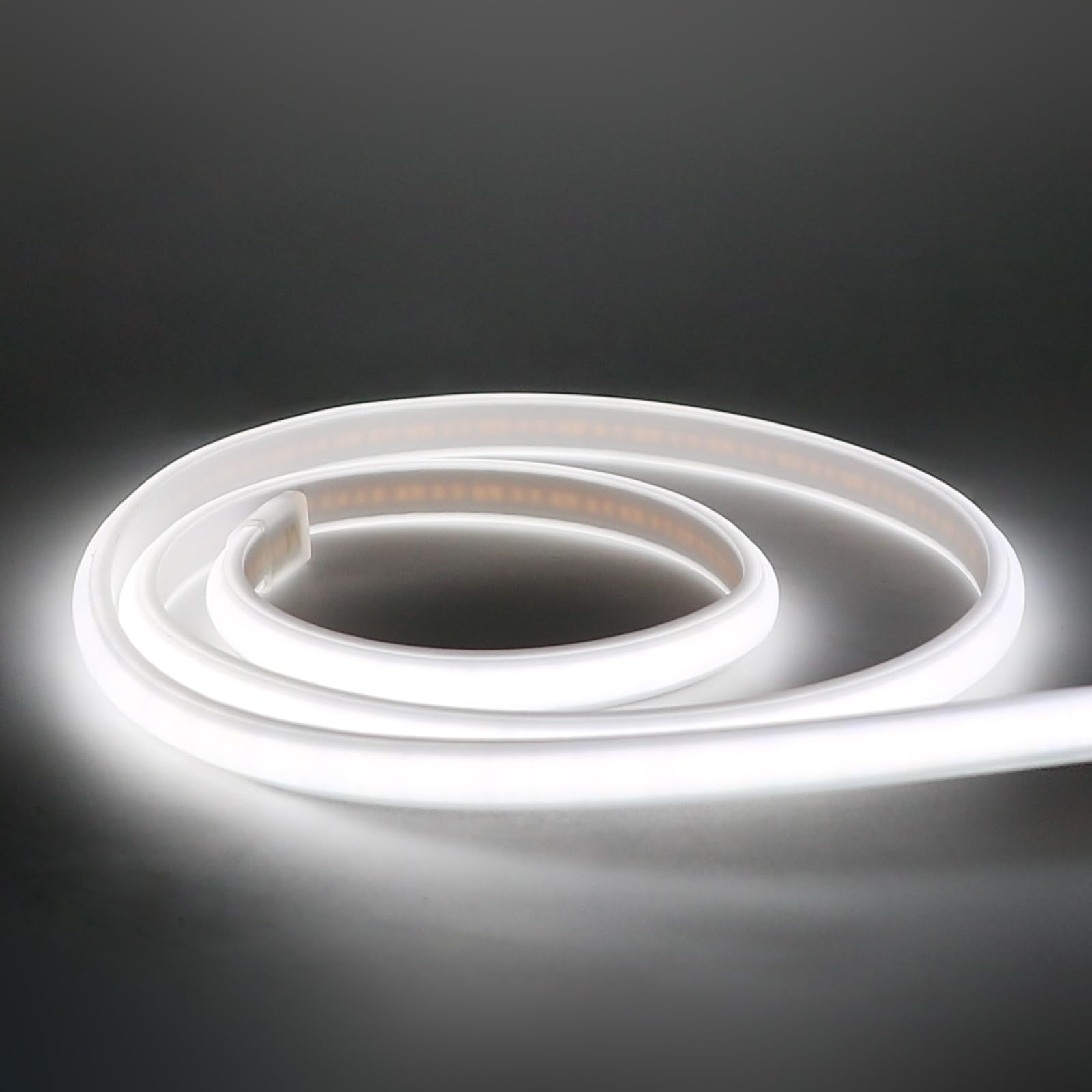 pcningled cob led Strip Light ip67 Waterproof 10m (32.8ft) cuttable 220V 10W AC Power 320 LEDs/m Outdoor led for Bedroom wall Bookcase Shelf Workbench，etc (Cold White, 10M)