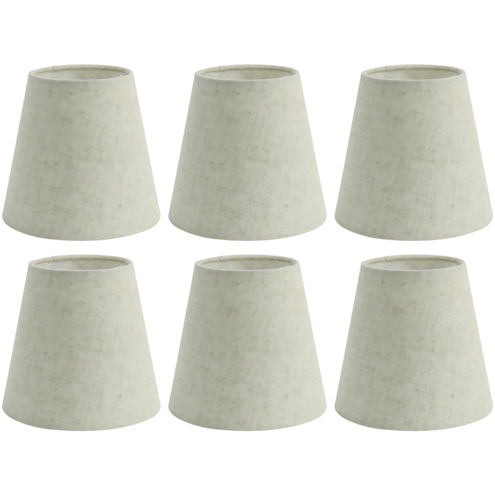 6 szt. małych kloszy lamp z klipsem na żarówkę, tkanina lniana, stożkowe klosze do małych lamp, klipsy na lampy do żyrandoli, lamp ściennych, lamp stołowych, naturalna tekstura