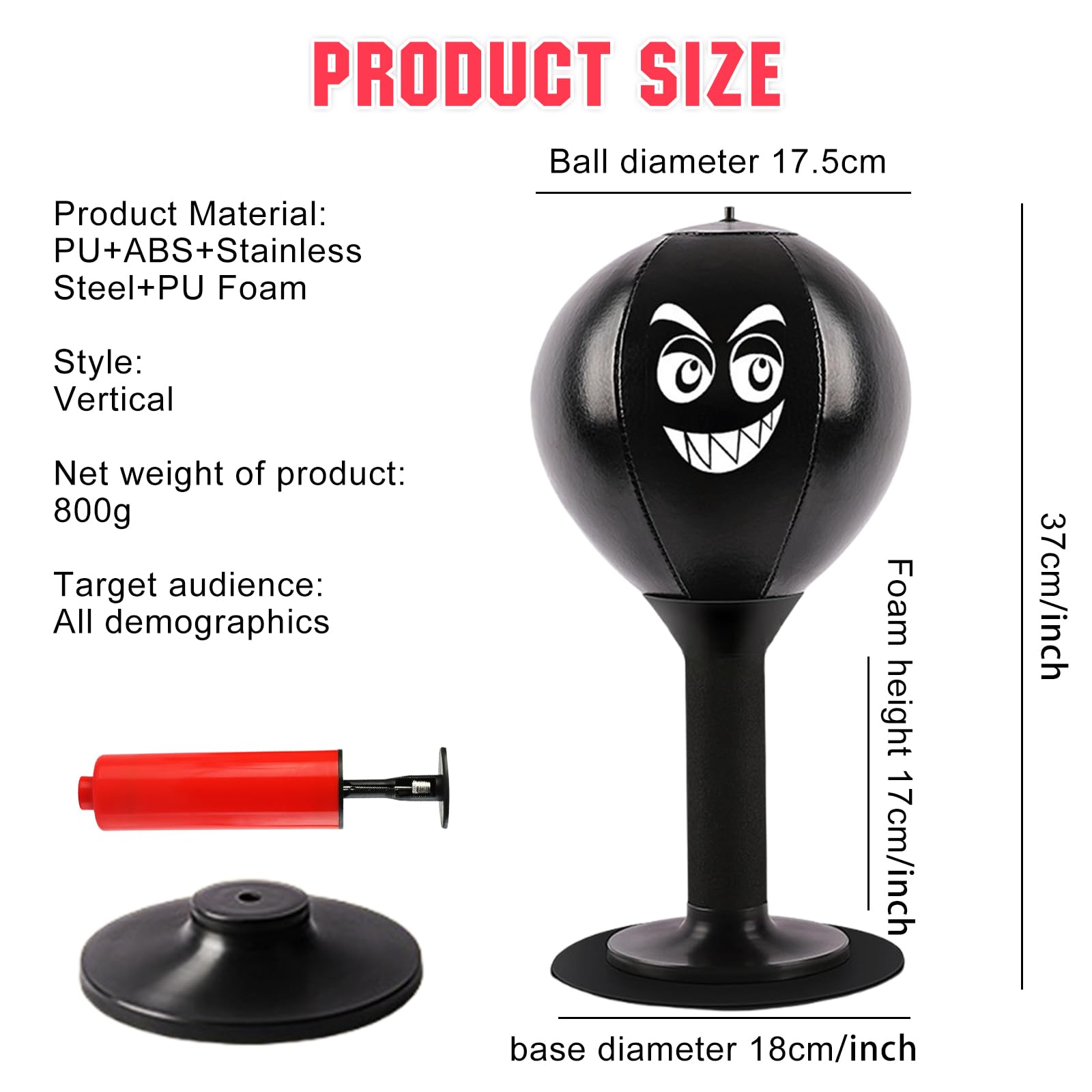 PORFOYO - Mini sacco da pugilato da tavolo, sacco da boxe da scrivania, sacco da pugilato per ufficio, giocattolo da scrivania, sacco da boxe da terra, sacco da pugilato desktop con forti ventose e